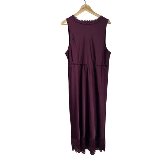 Old Navy Cherry Wine Lace Trim Maxi Slip Dress XL Sleeveless - Picture 2 of 5